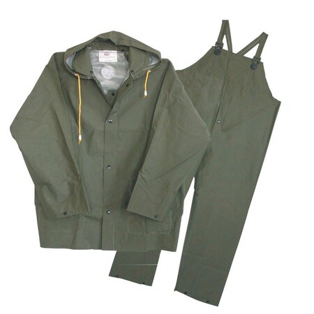 Boss Three Piece Rain Suit XX-Large PVC on Poly 35 Mil Green 3PR0300GJ